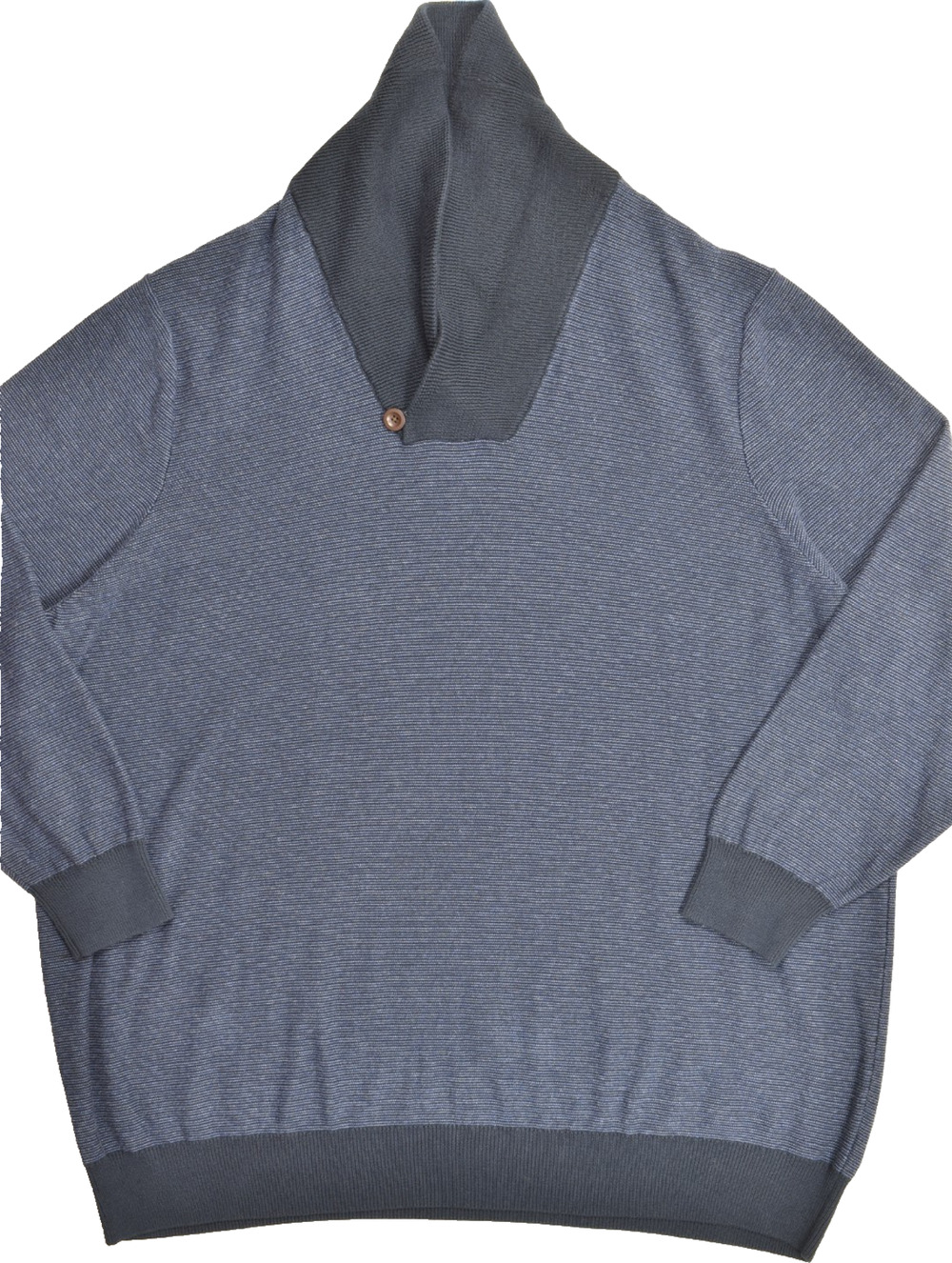 Oak Hill Sweater Men 4XLT Blue 100% Cotton Shawl Neck Long Sleeve Big & Tall